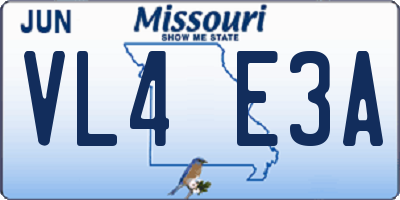 MO license plate VL4E3A