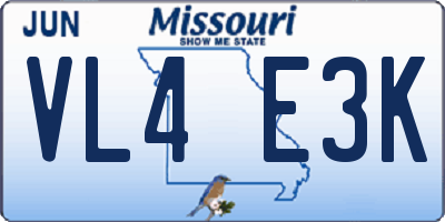 MO license plate VL4E3K