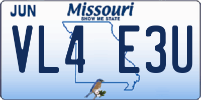 MO license plate VL4E3U
