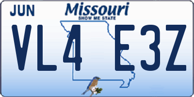 MO license plate VL4E3Z