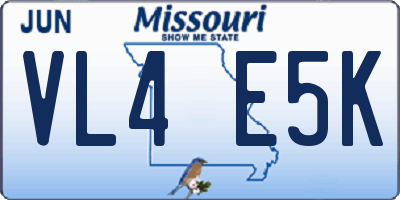 MO license plate VL4E5K