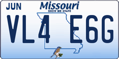 MO license plate VL4E6G