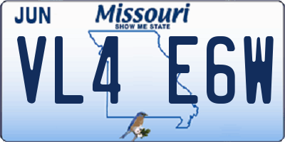 MO license plate VL4E6W