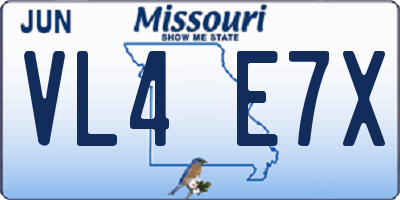 MO license plate VL4E7X