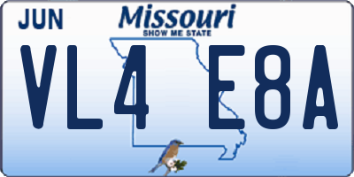 MO license plate VL4E8A