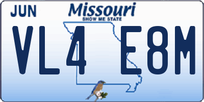 MO license plate VL4E8M