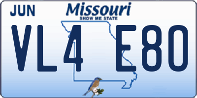 MO license plate VL4E8O