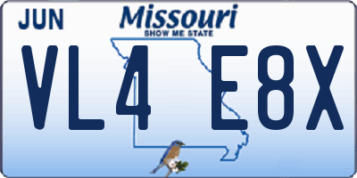 MO license plate VL4E8X