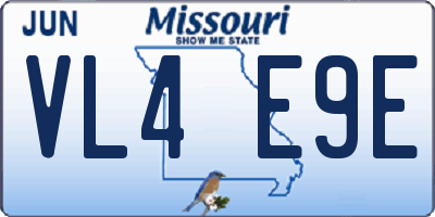 MO license plate VL4E9E