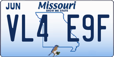MO license plate VL4E9F
