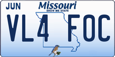 MO license plate VL4F0C