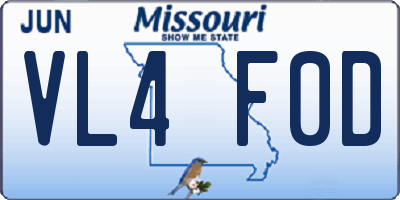 MO license plate VL4F0D