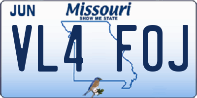 MO license plate VL4F0J