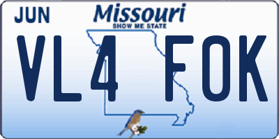 MO license plate VL4F0K