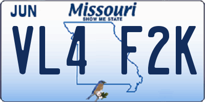 MO license plate VL4F2K