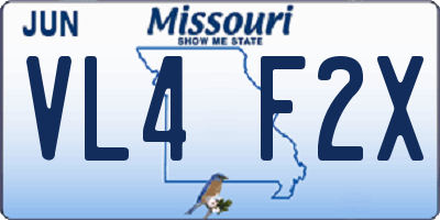 MO license plate VL4F2X