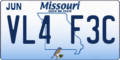 MO license plate VL4F3C