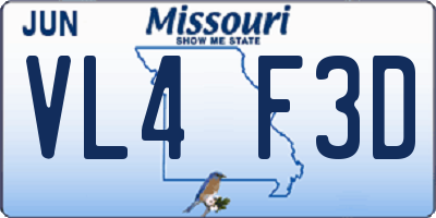 MO license plate VL4F3D