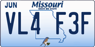 MO license plate VL4F3F