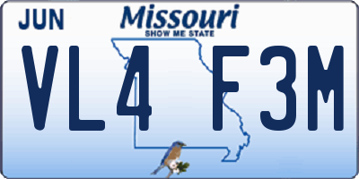 MO license plate VL4F3M
