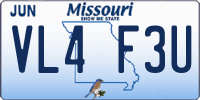 MO license plate VL4F3U