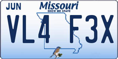 MO license plate VL4F3X