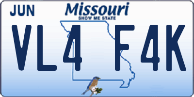 MO license plate VL4F4K