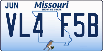 MO license plate VL4F5B