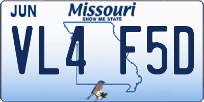 MO license plate VL4F5D
