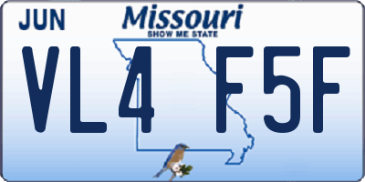 MO license plate VL4F5F