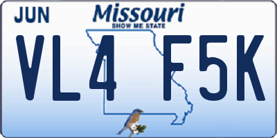 MO license plate VL4F5K