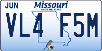 MO license plate VL4F5M
