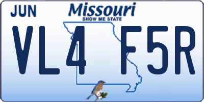 MO license plate VL4F5R