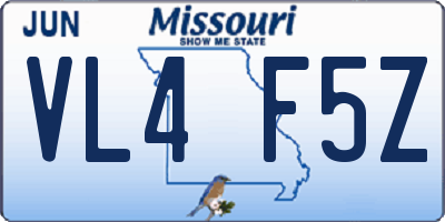 MO license plate VL4F5Z