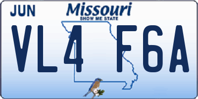 MO license plate VL4F6A