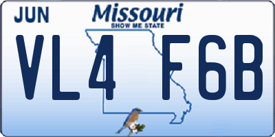 MO license plate VL4F6B