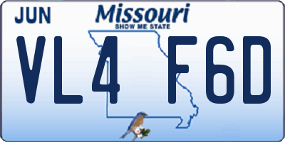MO license plate VL4F6D