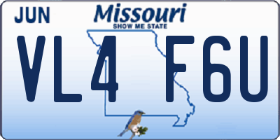 MO license plate VL4F6U