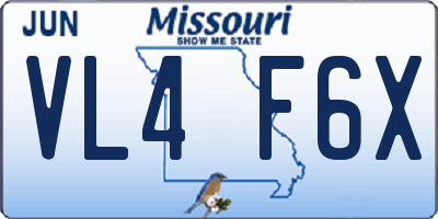 MO license plate VL4F6X