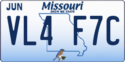 MO license plate VL4F7C