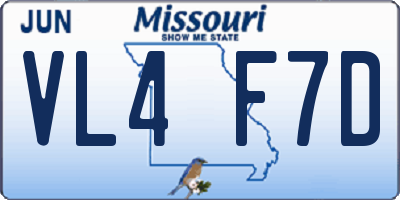 MO license plate VL4F7D