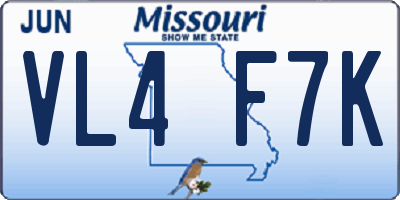 MO license plate VL4F7K