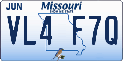 MO license plate VL4F7Q