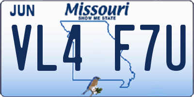 MO license plate VL4F7U
