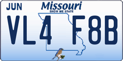 MO license plate VL4F8B