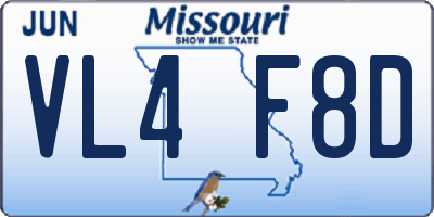 MO license plate VL4F8D