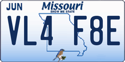 MO license plate VL4F8E