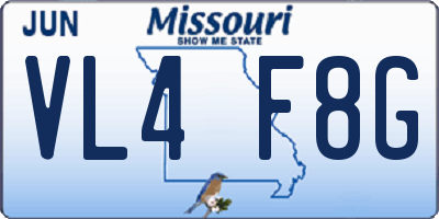 MO license plate VL4F8G
