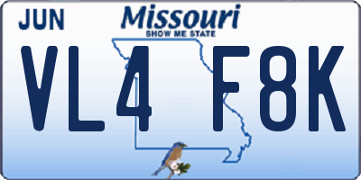 MO license plate VL4F8K