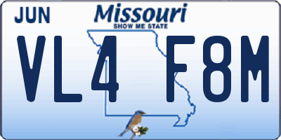 MO license plate VL4F8M